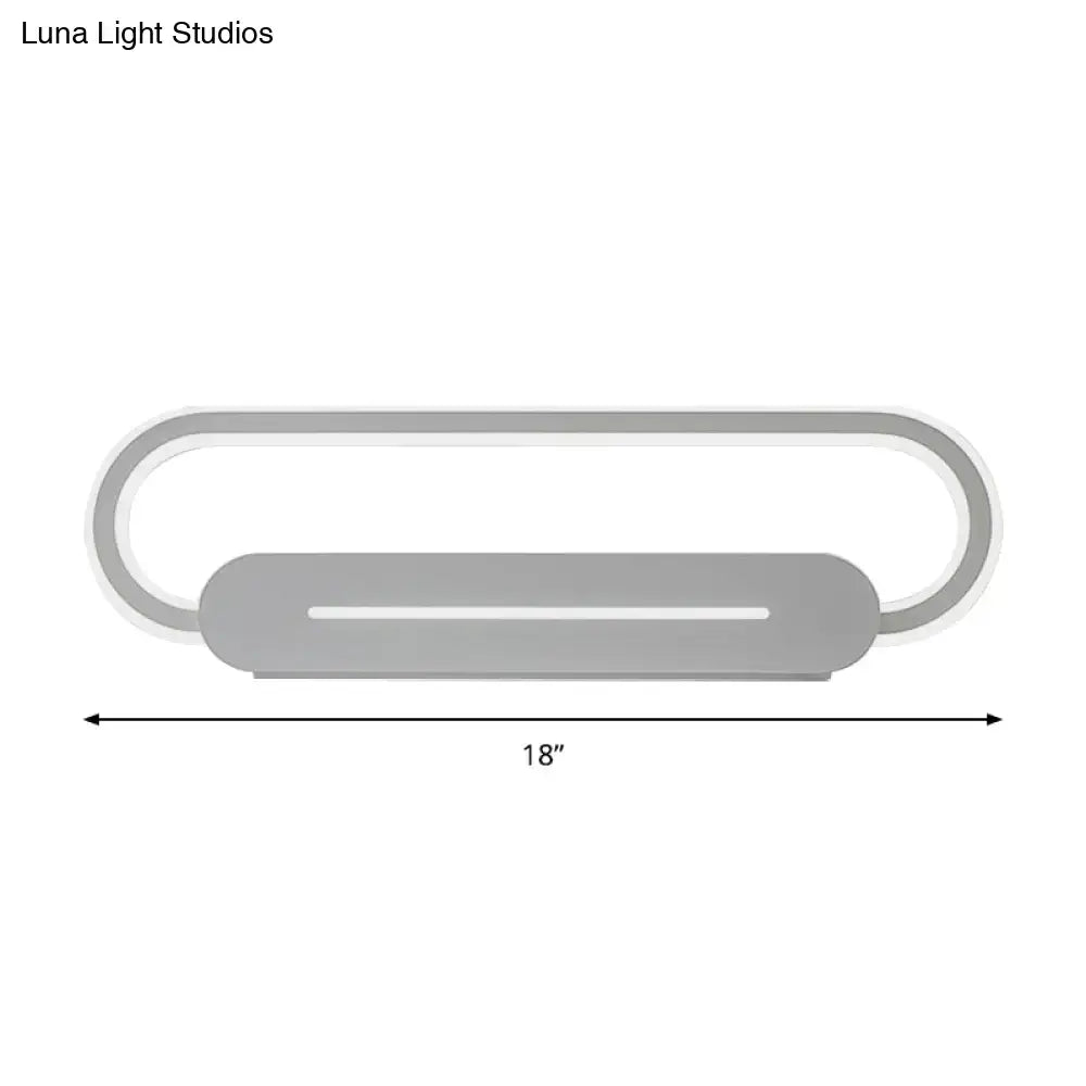 Modern minimalist gray oval led wall sconce bedroom light