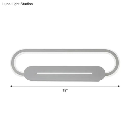 Modern minimalist gray oval led wall sconce bedroom light
