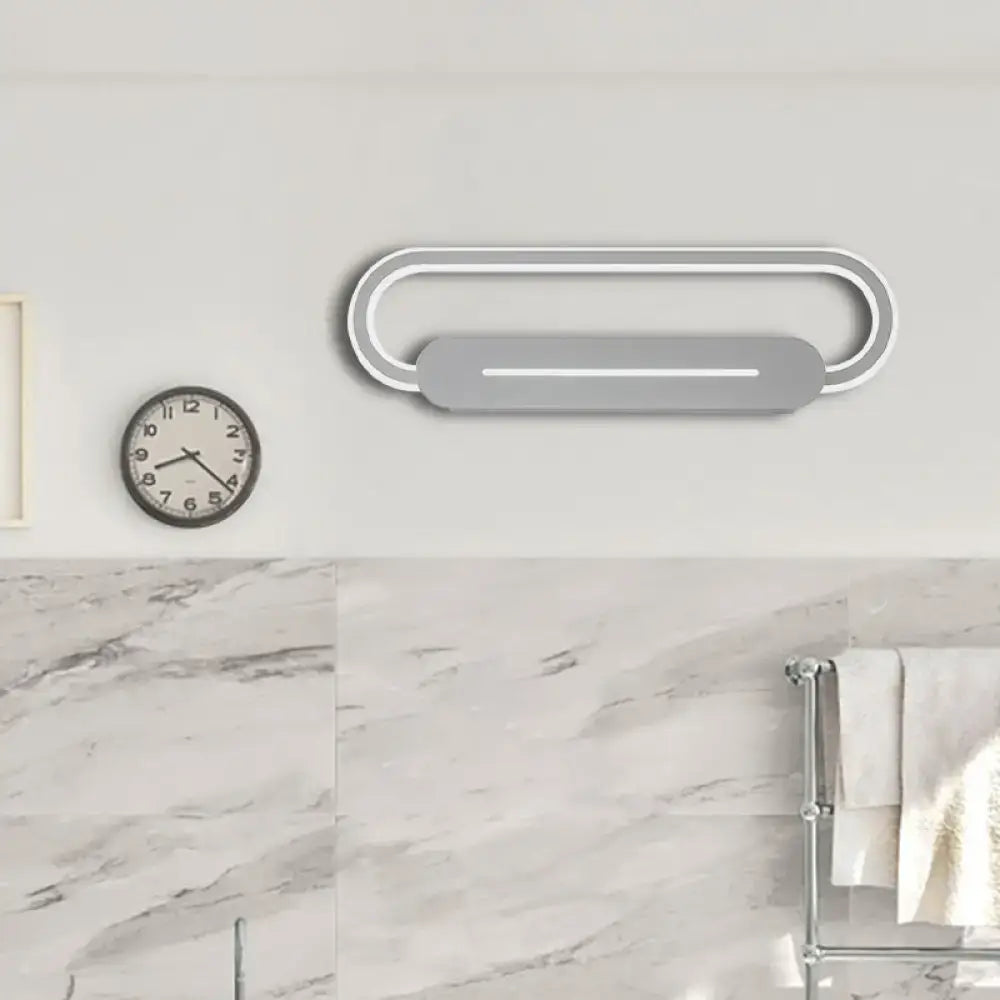 Modern minimalist gray oval led wall sconce bedroom light