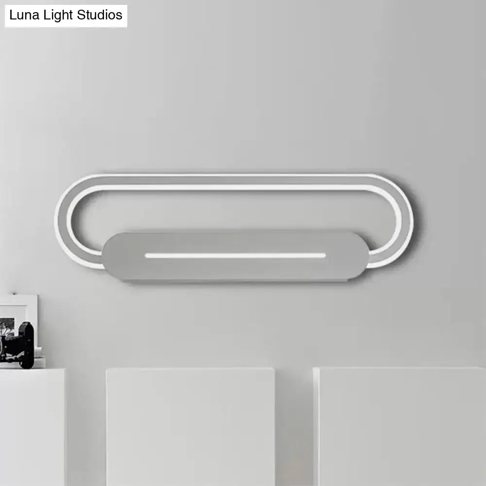 Modern minimalist gray oval led wall sconce bedroom light