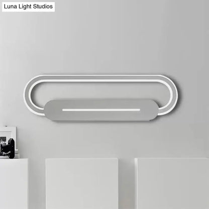 Modern minimalist gray oval led wall sconce bedroom light