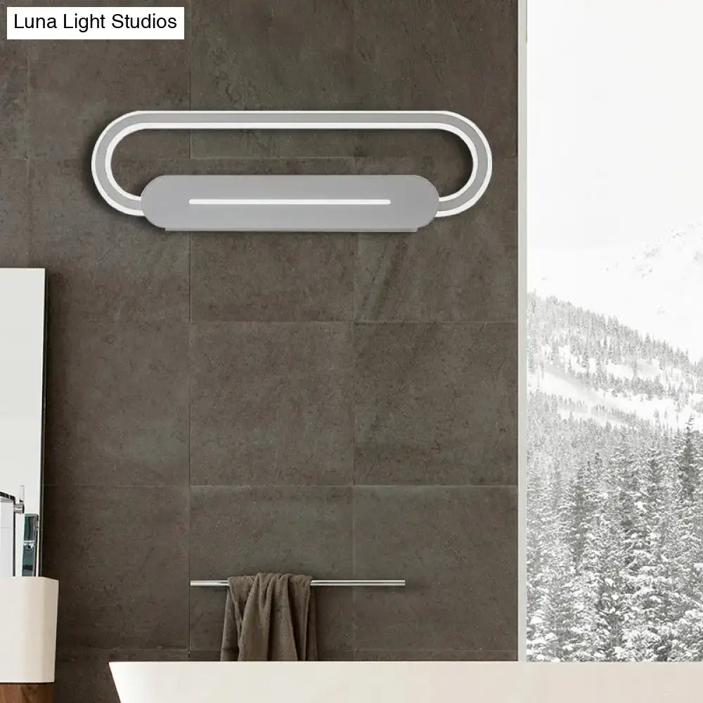 Modern minimalist gray oval led wall sconce bedroom light