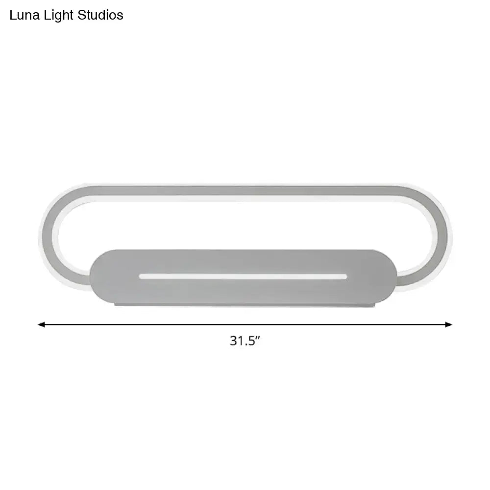 Modern minimalist gray oval led wall sconce bedroom light