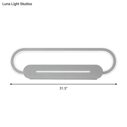 Modern minimalist gray oval led wall sconce bedroom light