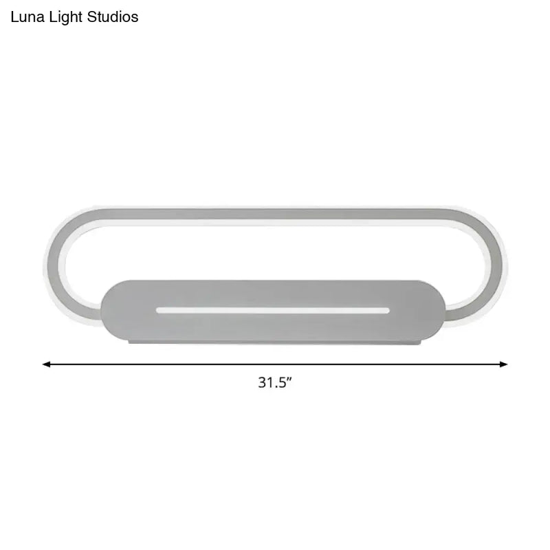 Modern minimalist gray oval led wall sconce bedroom light