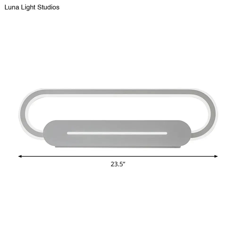 Modern minimalist gray oval led wall sconce bedroom light