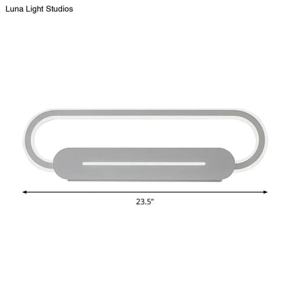 Modern minimalist gray oval led wall sconce bedroom light