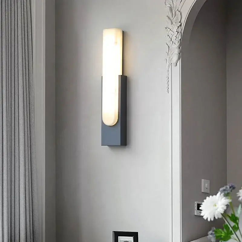 Modern minimalist grey metal led wall sconce bedroom light