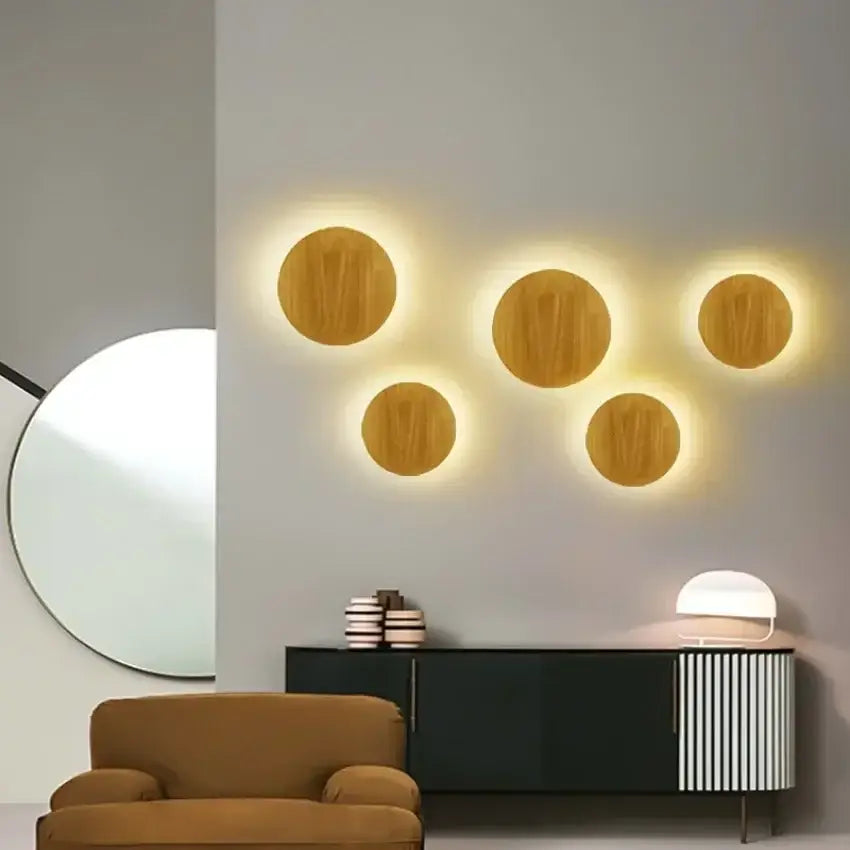 Modern minimalist led wooden wall lights for living room decor