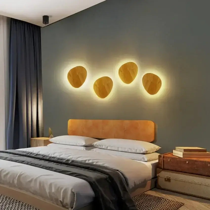 Modern minimalist led wooden wall lights for living room decor