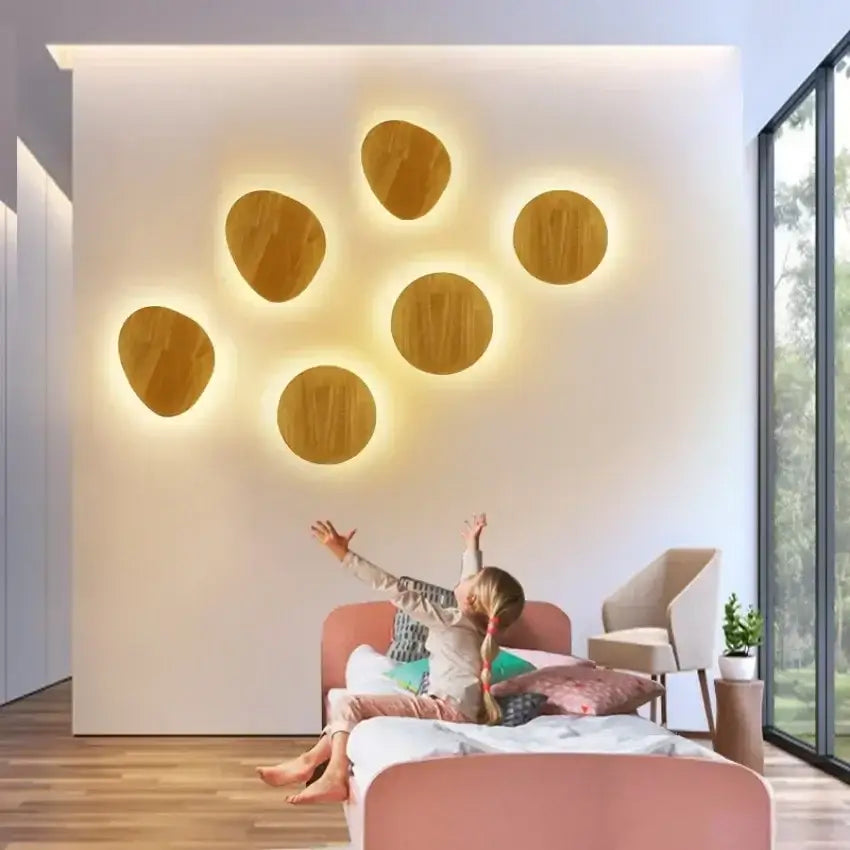 Modern minimalist led wooden wall lights for living room decor
