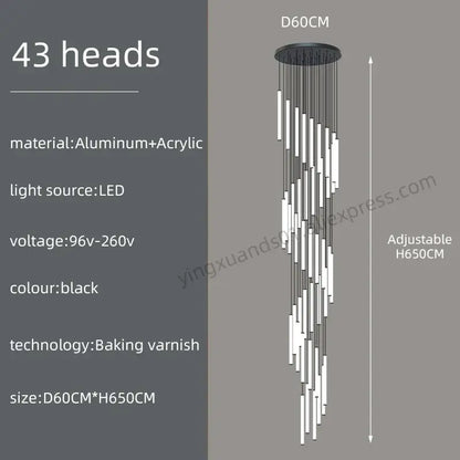 Modern minimalist loft black chandelier living room pendant light