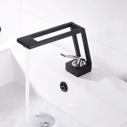 Modern minimalist matte black brass basin faucet bathroom mixer