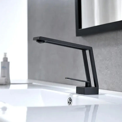 Modern minimalist matte black brass basin faucet bathroom mixer