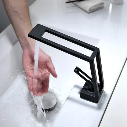 Modern minimalist matte black brass basin faucet bathroom mixer