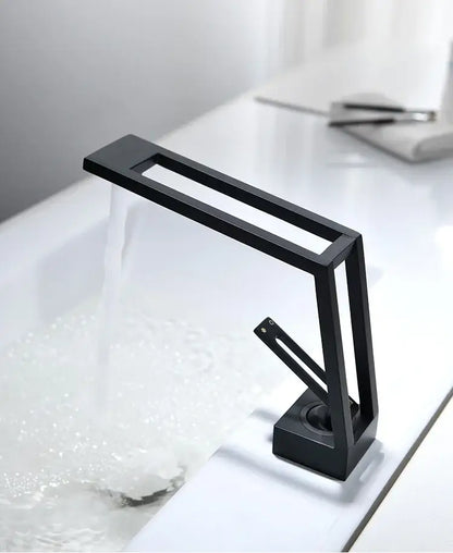 Modern minimalist matte black brass basin faucet bathroom mixer