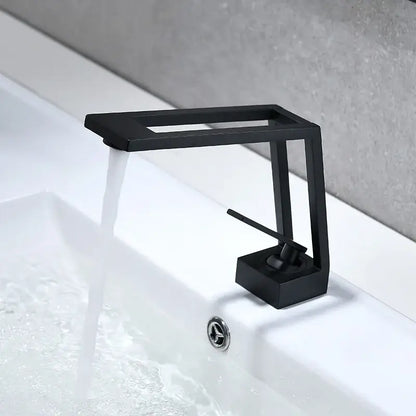 Modern minimalist matte black brass basin faucet bathroom mixer