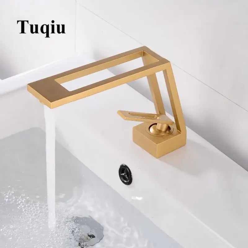 Modern minimalist matte black brass basin faucet bathroom mixer