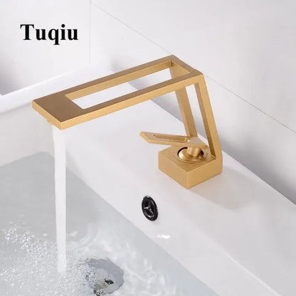 Modern minimalist matte black brass basin faucet bathroom mixer