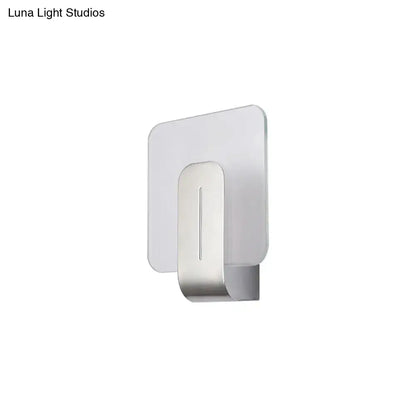 Modern minimalist nickel led bathroom wall sconce with glass shade