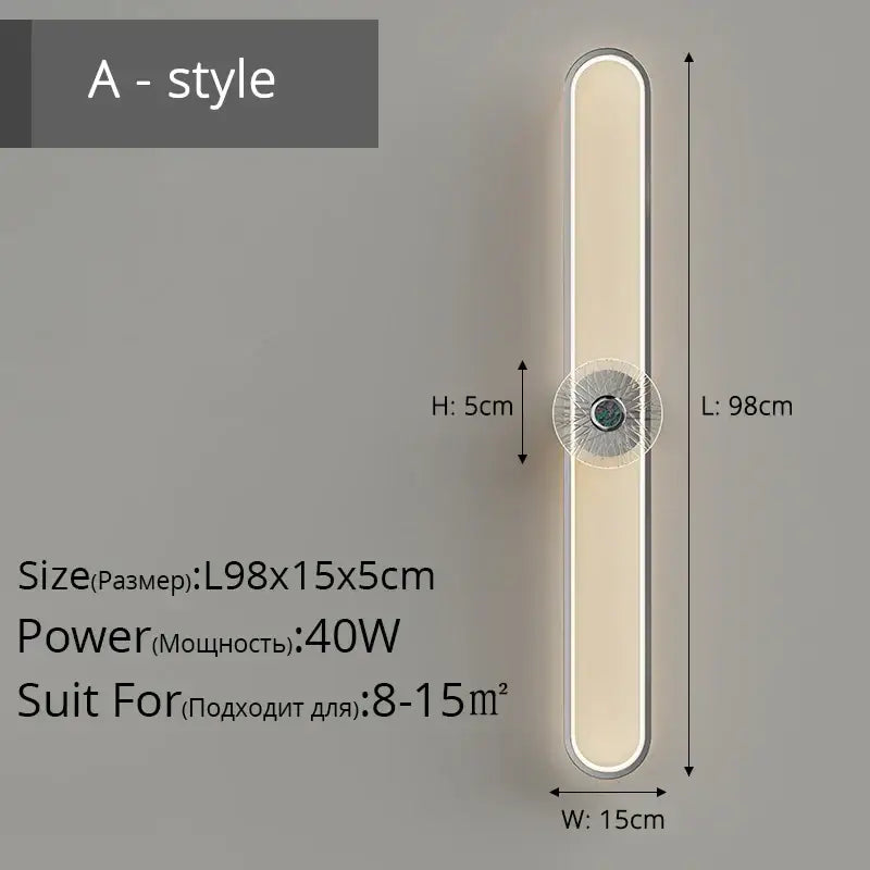 Modern minimalist silver led strip wall light for living room