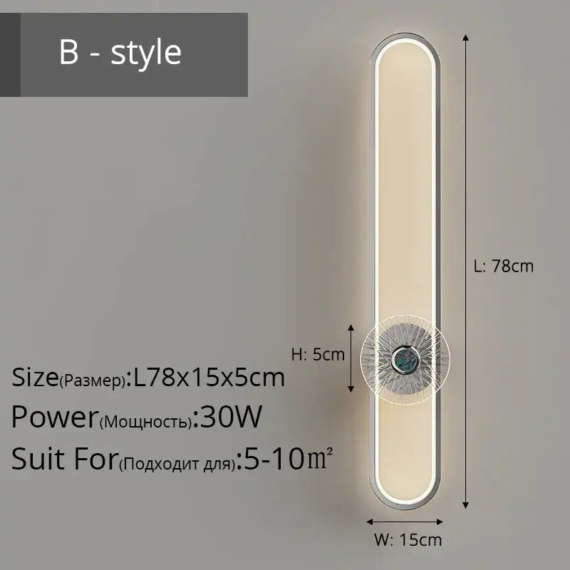 Modern minimalist silver led strip wall light for living room