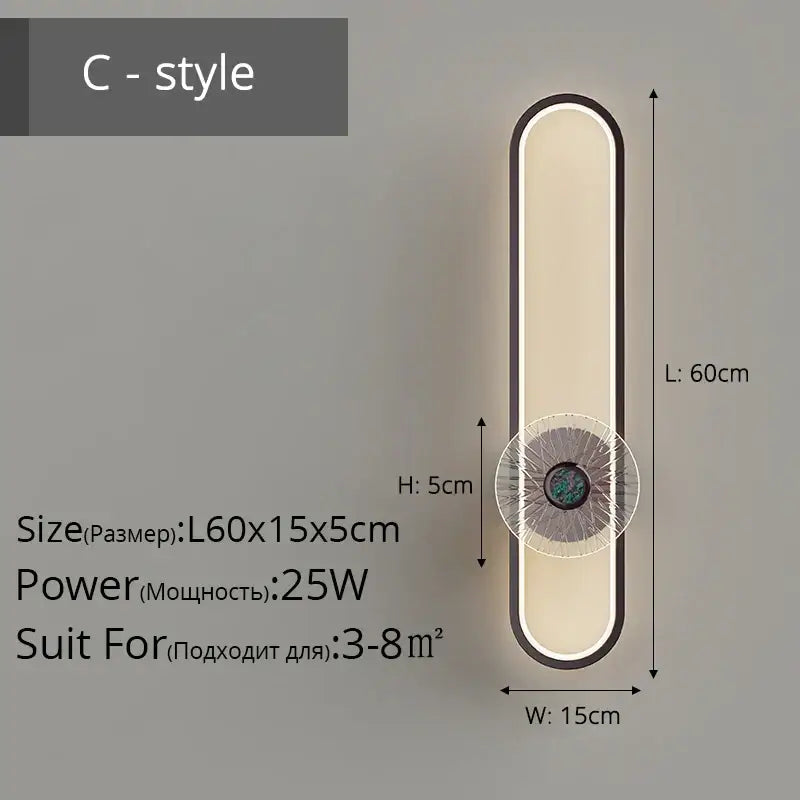 Modern minimalist silver led strip wall light for living room