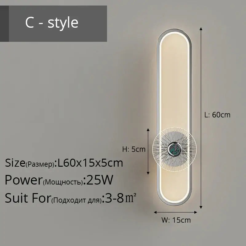 Modern minimalist silver led strip wall light for living room