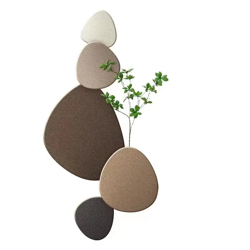 Modern minimalist textured stone green plant mural wall lamp living room