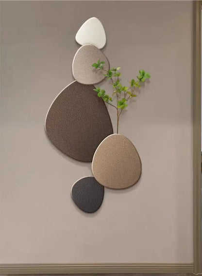 Modern minimalist textured stone green plant mural wall lamp living room
