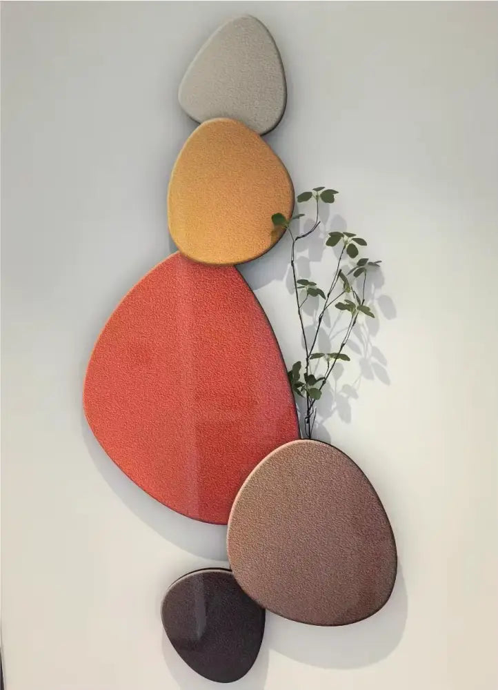 Modern minimalist textured stone green plant mural wall lamp living room
