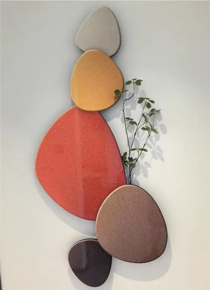 Modern minimalist textured stone green plant mural wall lamp living room