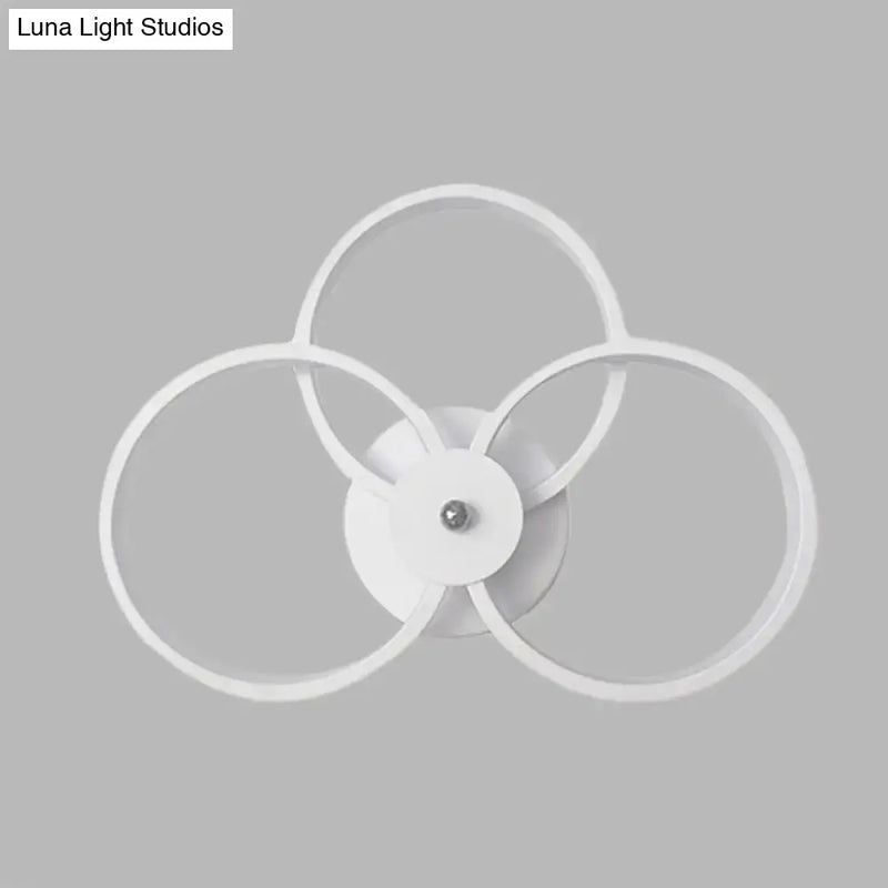 Modern minimalist white 3-ring wall sconce light fixture bedroom light