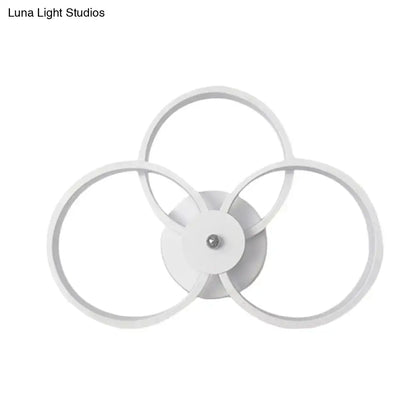 Modern minimalist white 3-ring wall sconce light fixture bedroom light