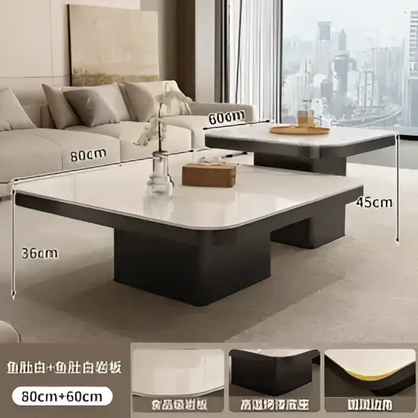 Modern minimalist white & black coffee table set living room