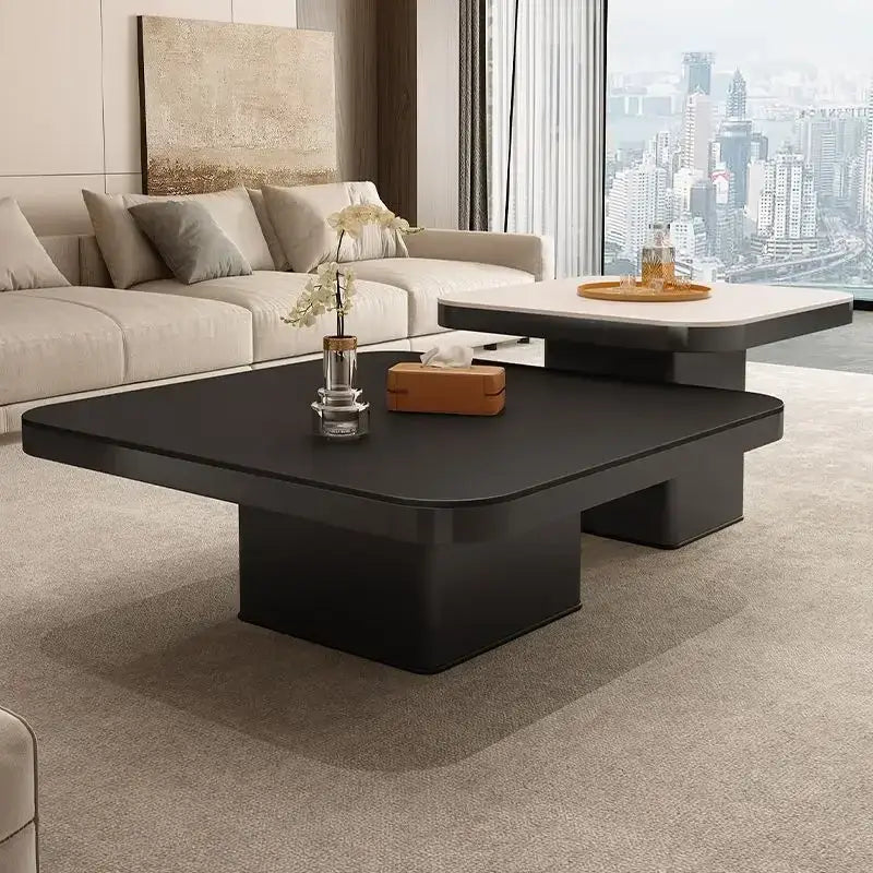 Modern minimalist white & black coffee table set living room