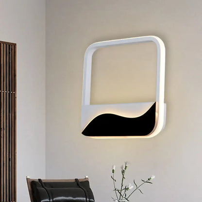 Modern minimalist white & black led wall mount sconce bedroom light