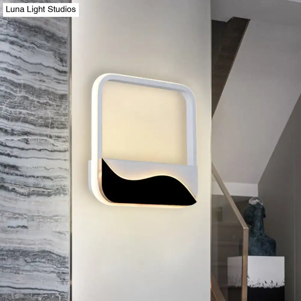 Modern minimalist white & black led wall mount sconce bedroom light