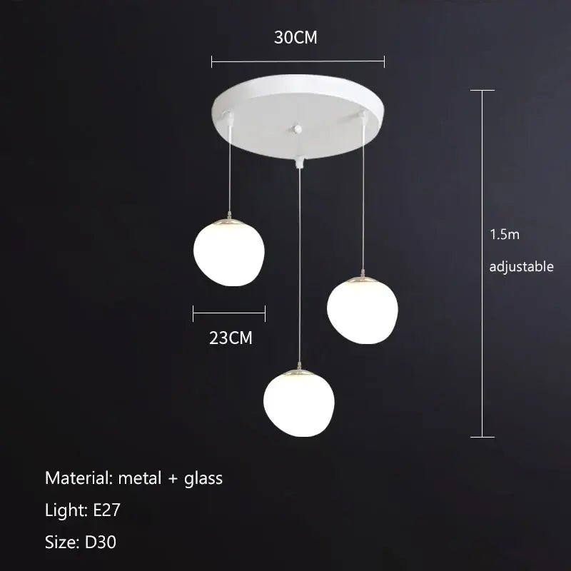 Modern minimalist white cobblestone glass led pendant light stairway