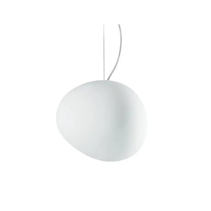 Modern minimalist white cobblestone glass led pendant light stairway