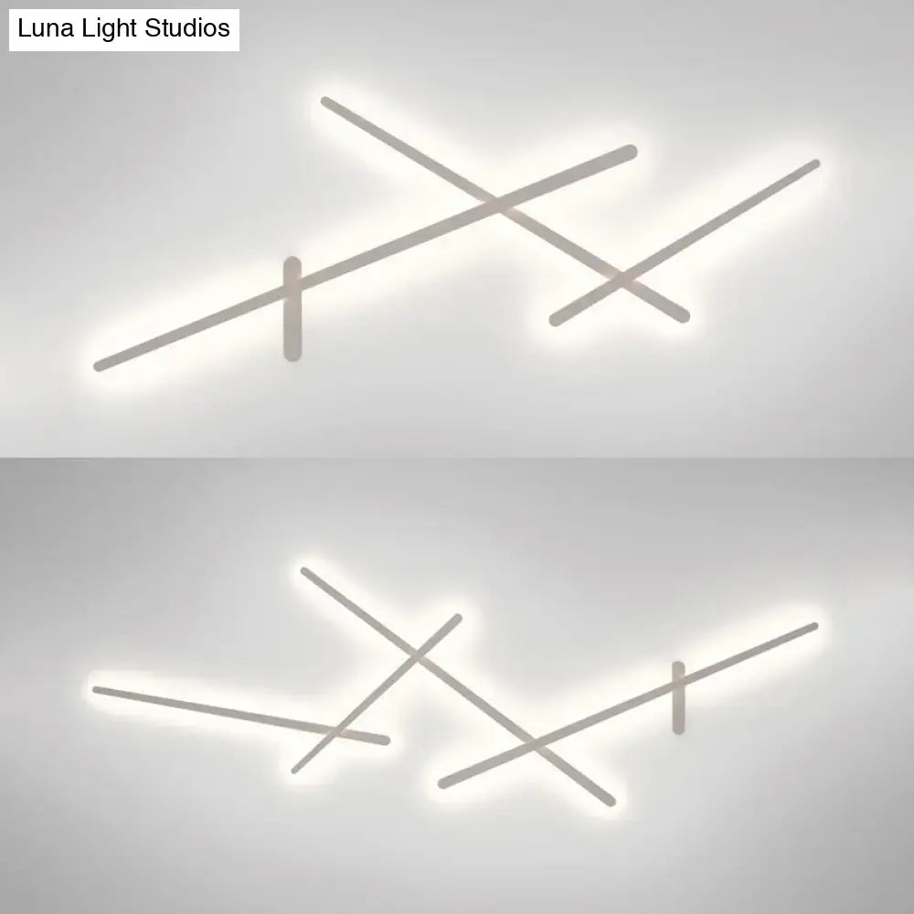 Modern minimalist white crossed lines wall lamp for living room