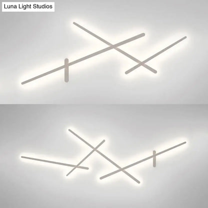 Modern minimalist white crossed lines wall lamp for living room