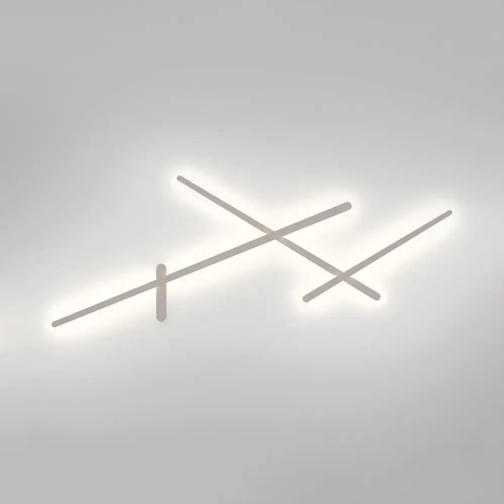 Modern minimalist white crossed lines wall lamp for living room