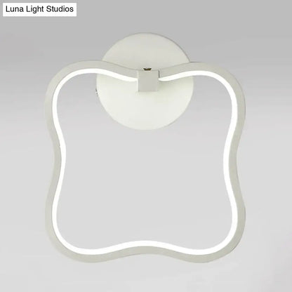 Modern minimalist white curved square led wall sconce bedroom light