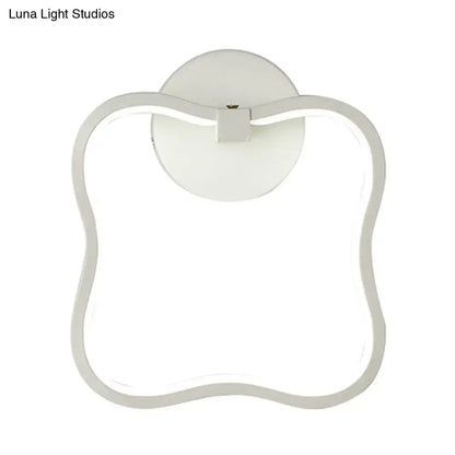 Modern minimalist white curved square led wall sconce bedroom light