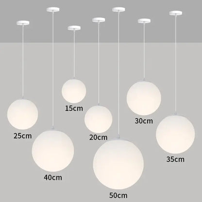 Modern minimalist white frosted acrylic ball pendant light dining room