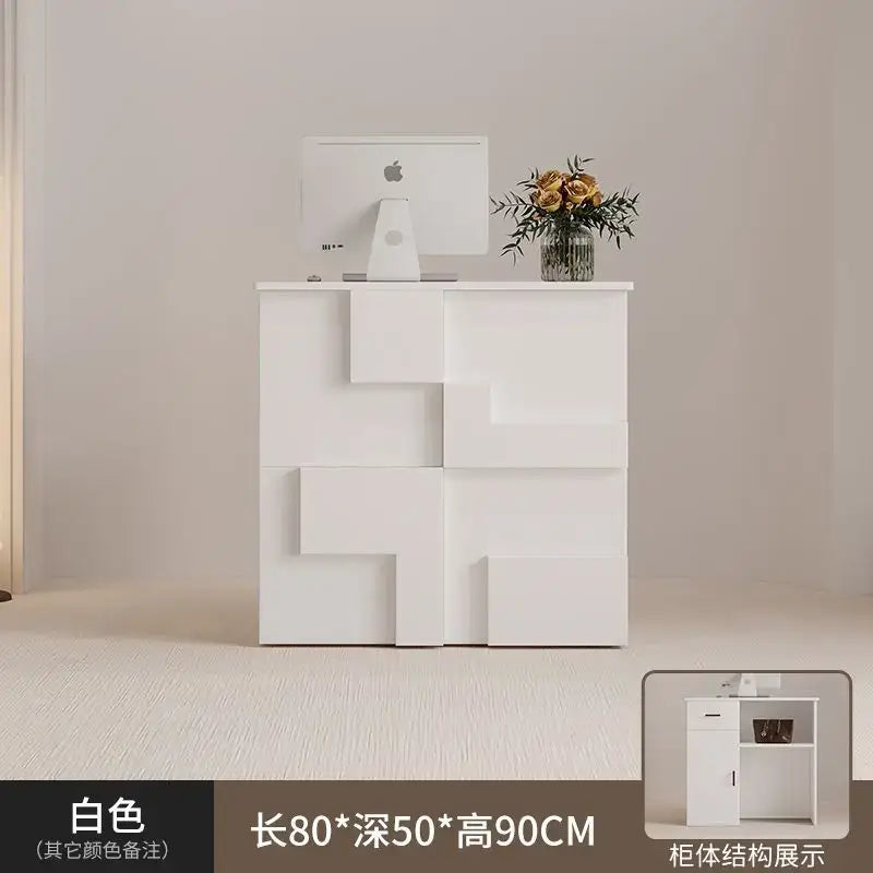 Modern minimalist white geometric living room lockers