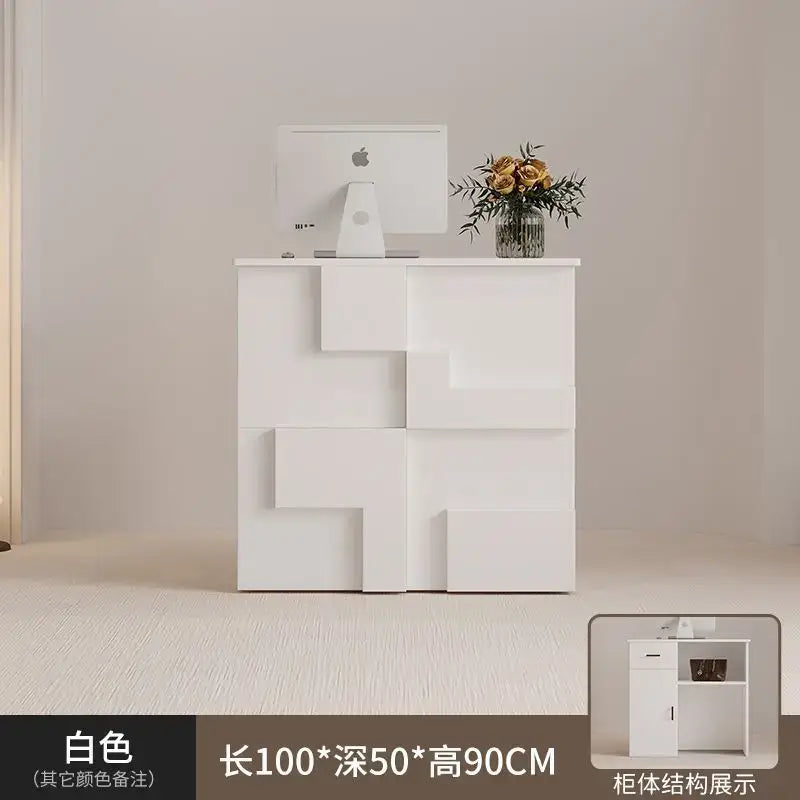Modern minimalist white geometric living room lockers