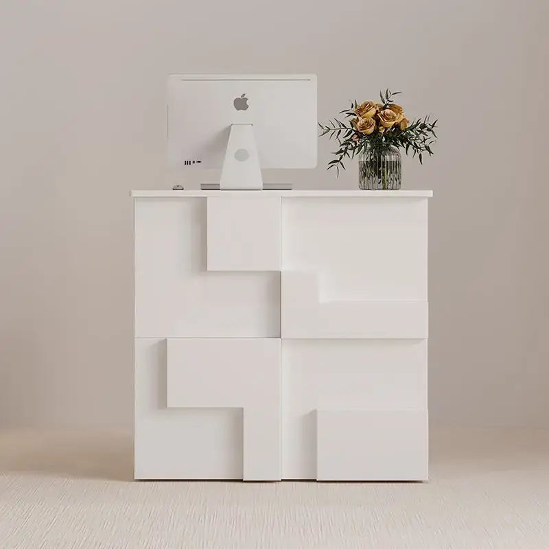 Modern minimalist white geometric living room lockers
