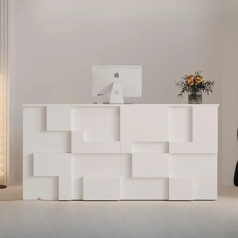 Modern minimalist white geometric living room lockers